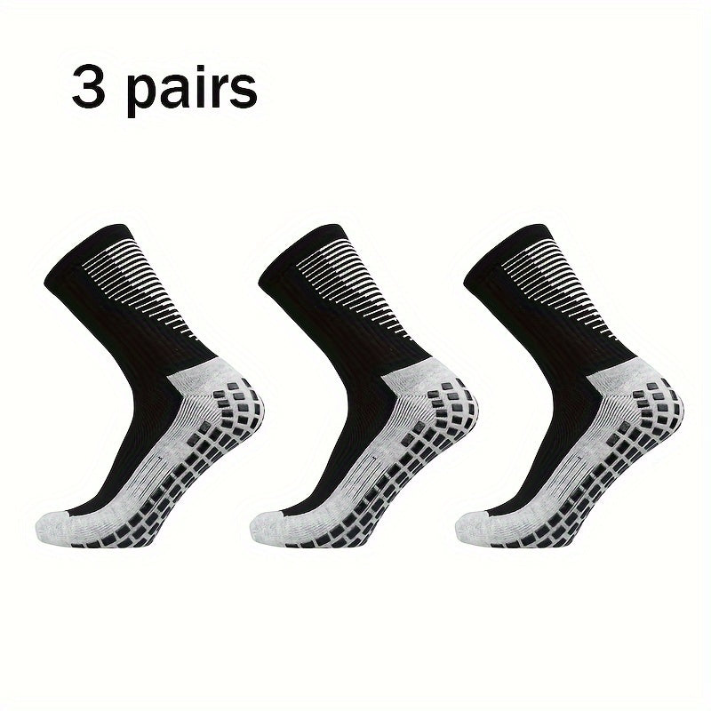 3 Pairs Non Slip Football Socks for Men Sport Socks Running Basketball Crew