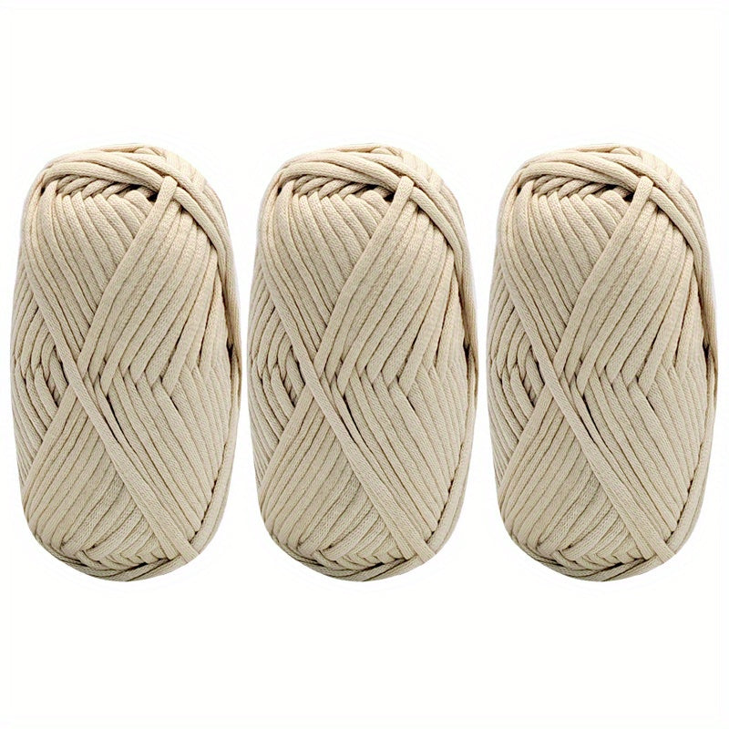 3pcs Solid Colored Yarn for Knitting & Crocheting, Cotton Nylon Blended