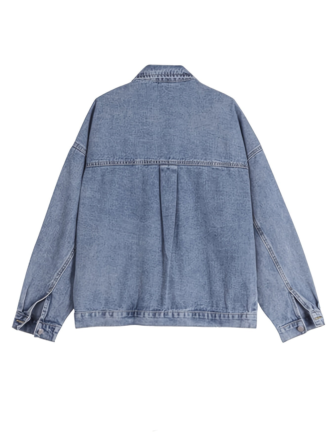Women's Loose Fit Denim Jacket Single Breasted Button