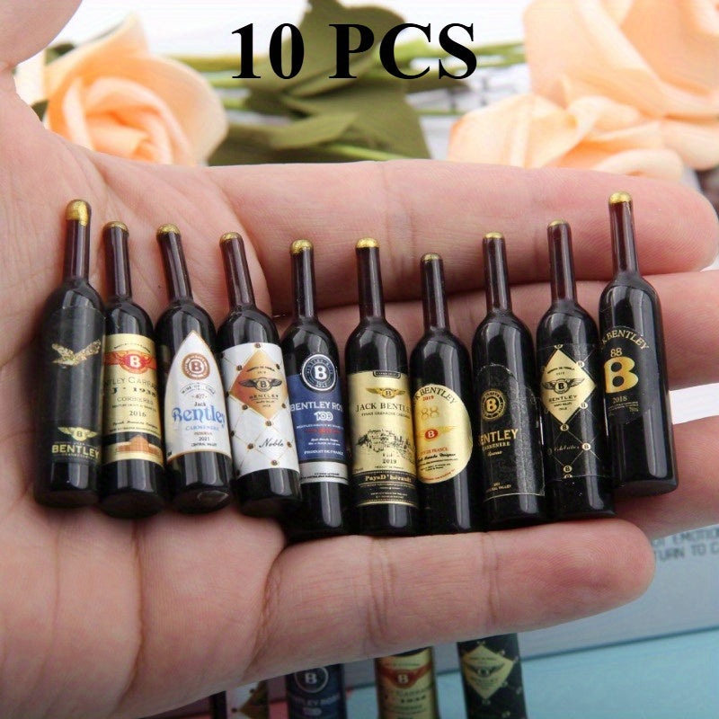 10pcs Realistic Wine Bottles for Dollhouse Diorama Decor Model Train Sets
