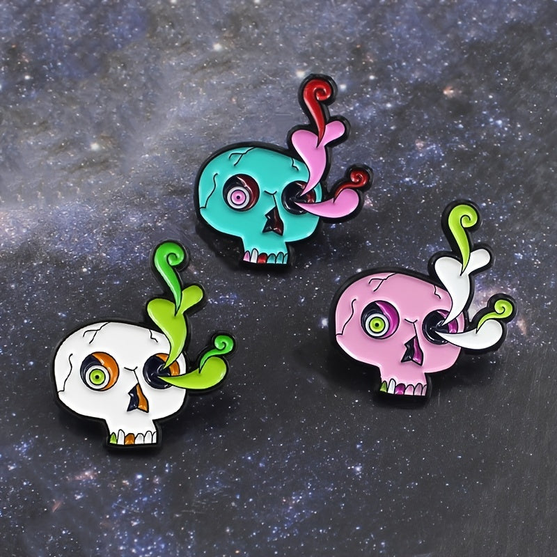 3 Styles Skull Water Grass Burst Eye Beads Skull Brooch