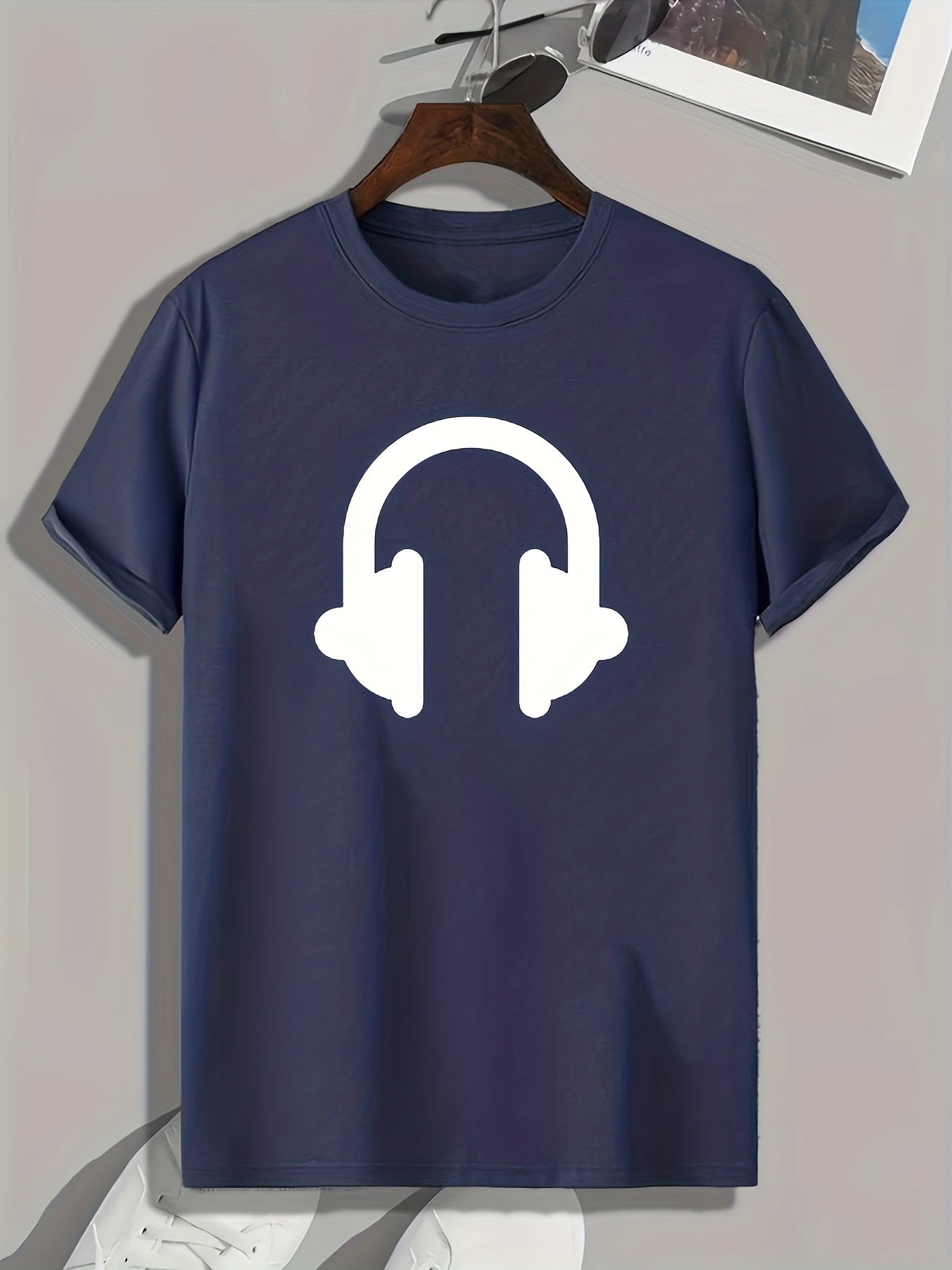 Headset Pattern Print Men's Comfy Sports T Shirt Graphic Tee