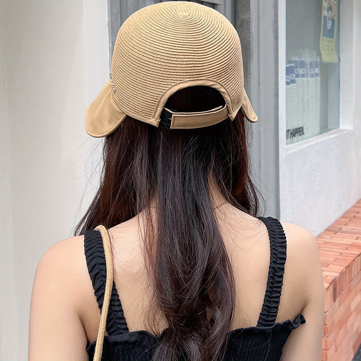 Wide Brim Ponytail Sun Hat UV Protection Bucket Hat for Women