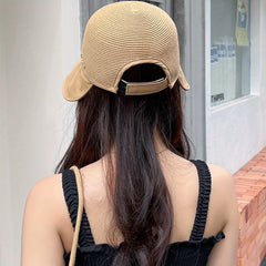 Wide Brim Ponytail Sun Hat UV Protection Bucket Hat for Women