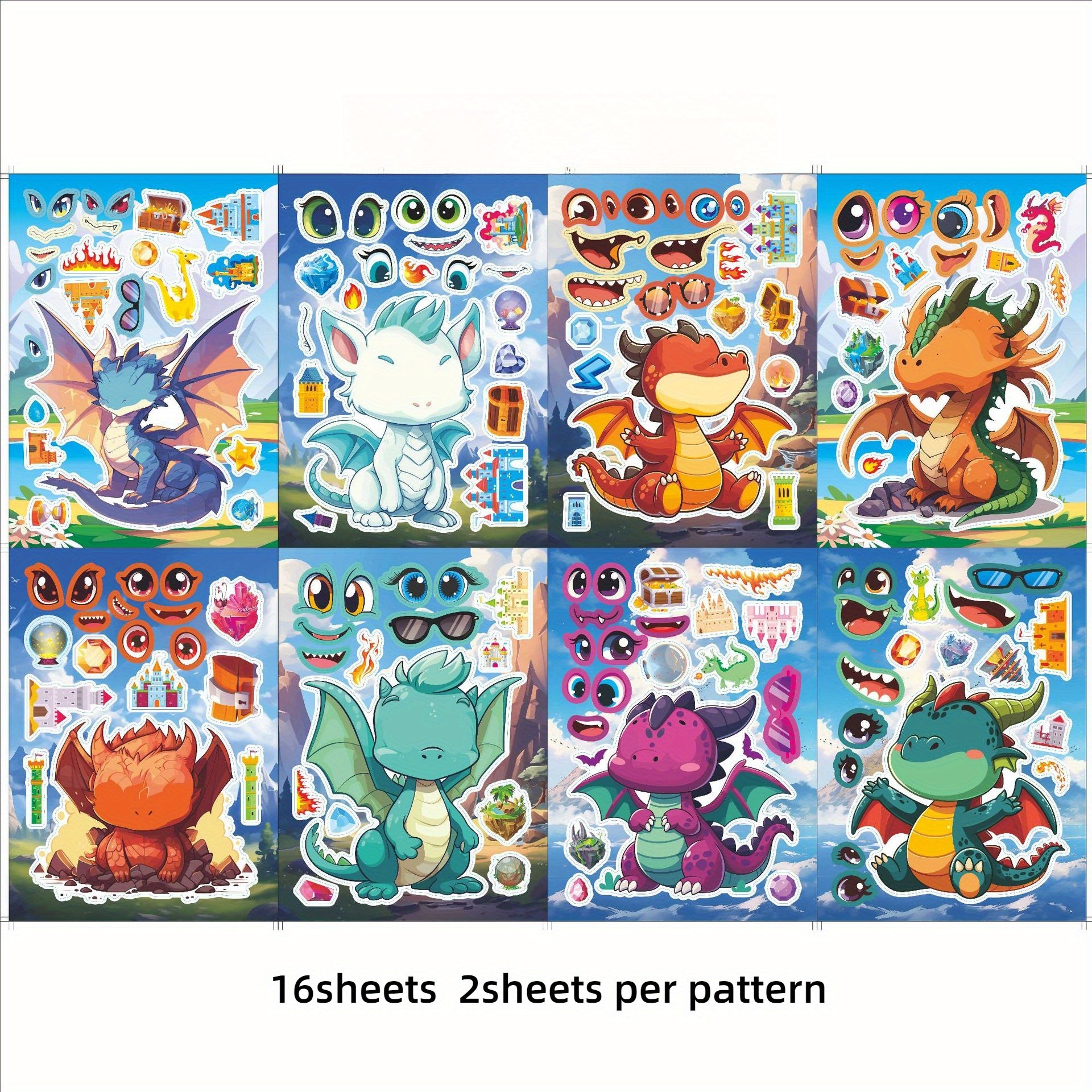 1000 Dinosaur & Dragon DIY Stickers for Scrapbooking Party Decorations