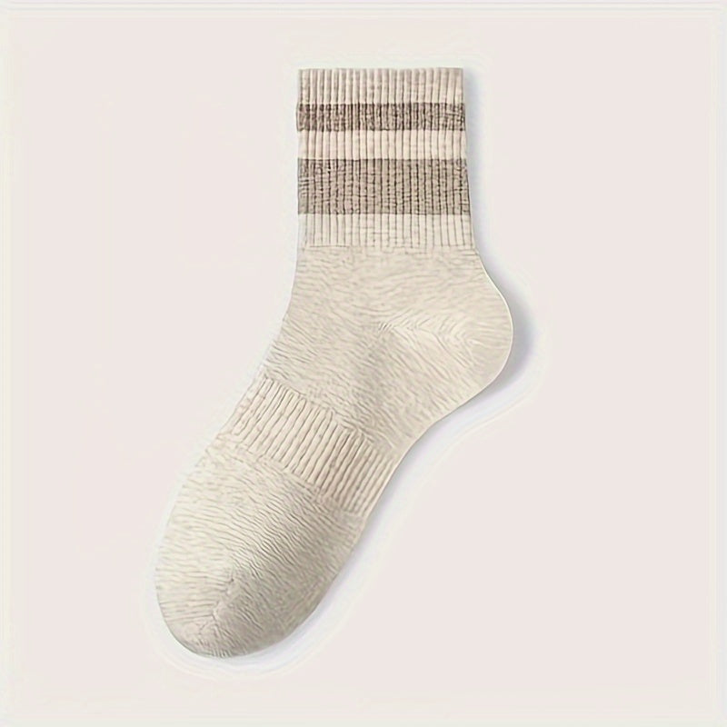 8 Pairs Striped Crew Socks Comfy & Breathable Women's Stockings