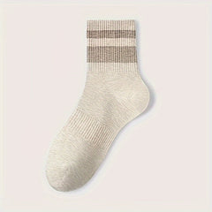 8 Pairs Striped Crew Socks Comfy & Breathable Women's Stockings