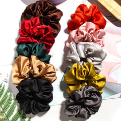 Solid Silk Scrunchies For Women Girls Soft Hair Ties