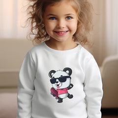 Girls Panda Pattern Crew Neck Sweatshirt For Spring Fall Christmas Gift