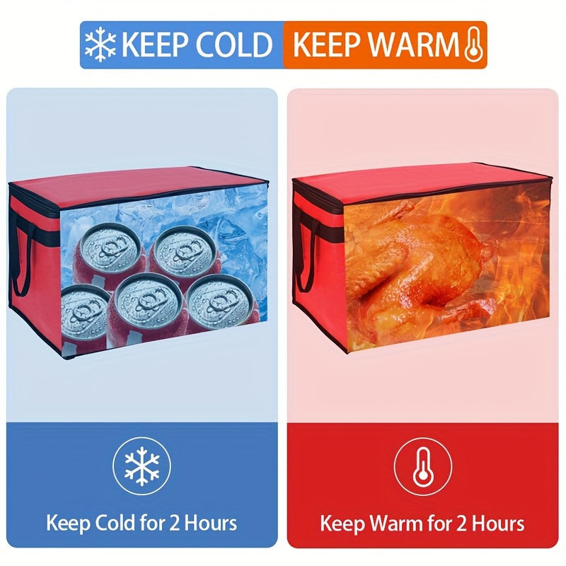 Large Insulated Food Transport Bag with Cup Holder and Beverage Bag