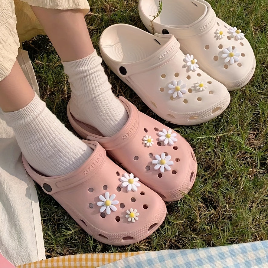 6pcs Daisy Shoe Charms For Clogs Sandals Cute Shoes Decor For Girls Ladies