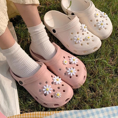 6pcs Daisy Shoe Charms For Clogs Sandals Cute Shoes Decor For Girls Ladies