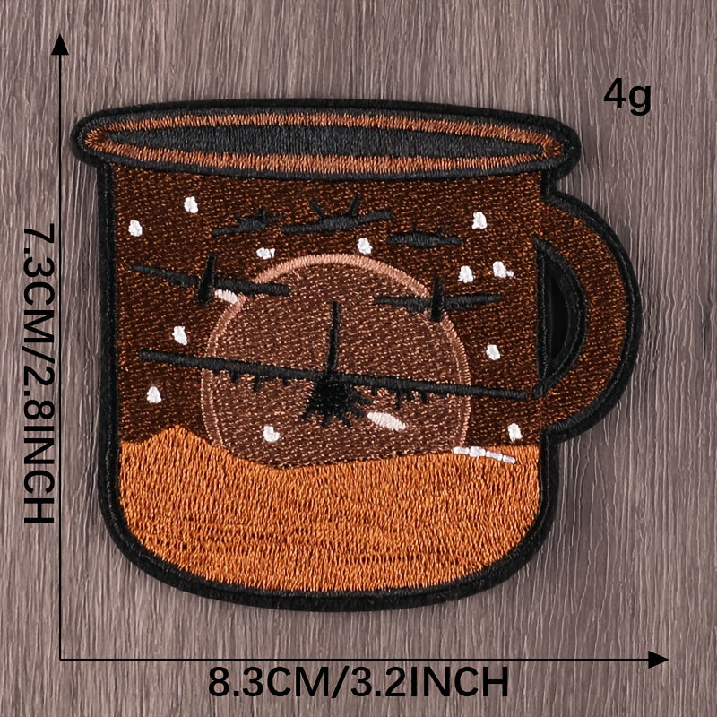 3pcs Deer Airplane Cup Embroidery Patches DIY Clothes Accessories