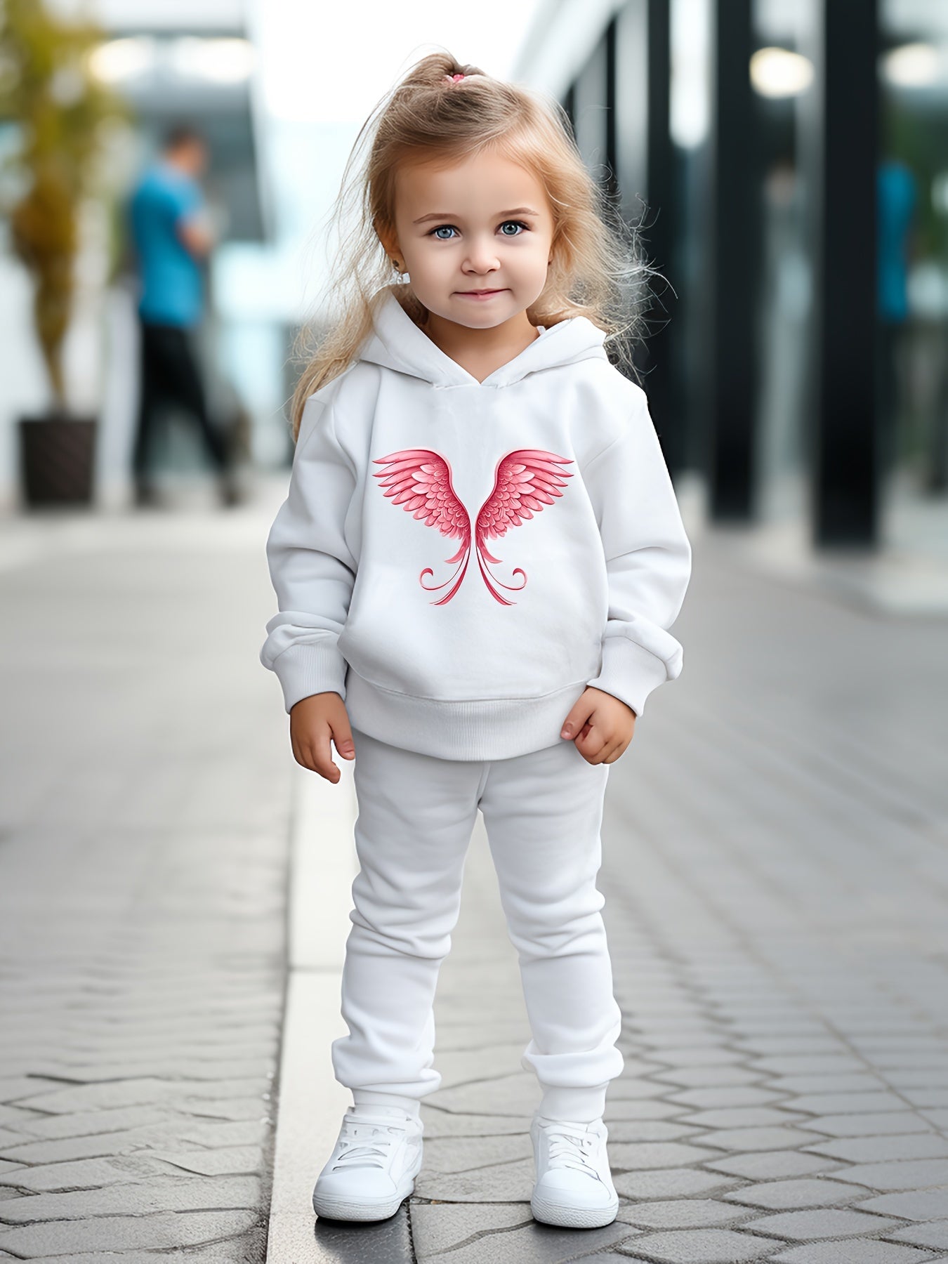 OERYUI 2pcs Sweet Wings Print Hoodies Pants Set for Spring Fall