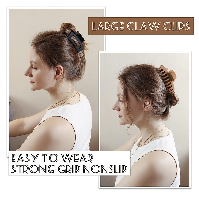 6pcs Matte Square Hair Claw Clip Non Slip Strong Hold Grip Hair Jaw Clip