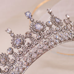 Rhinestone Crystal Wedding Crown Queen Flowers Bride Headwear
