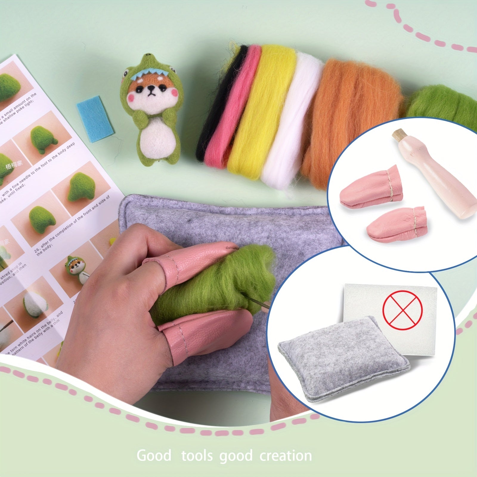 Needle Felting Kit For Beginners Dog Shiba DIY Craft Material Package