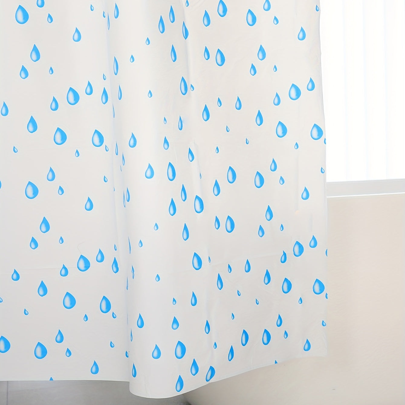 Small Fresh Waterproof Bathroom Shower Curtain - Water Drop Pattern