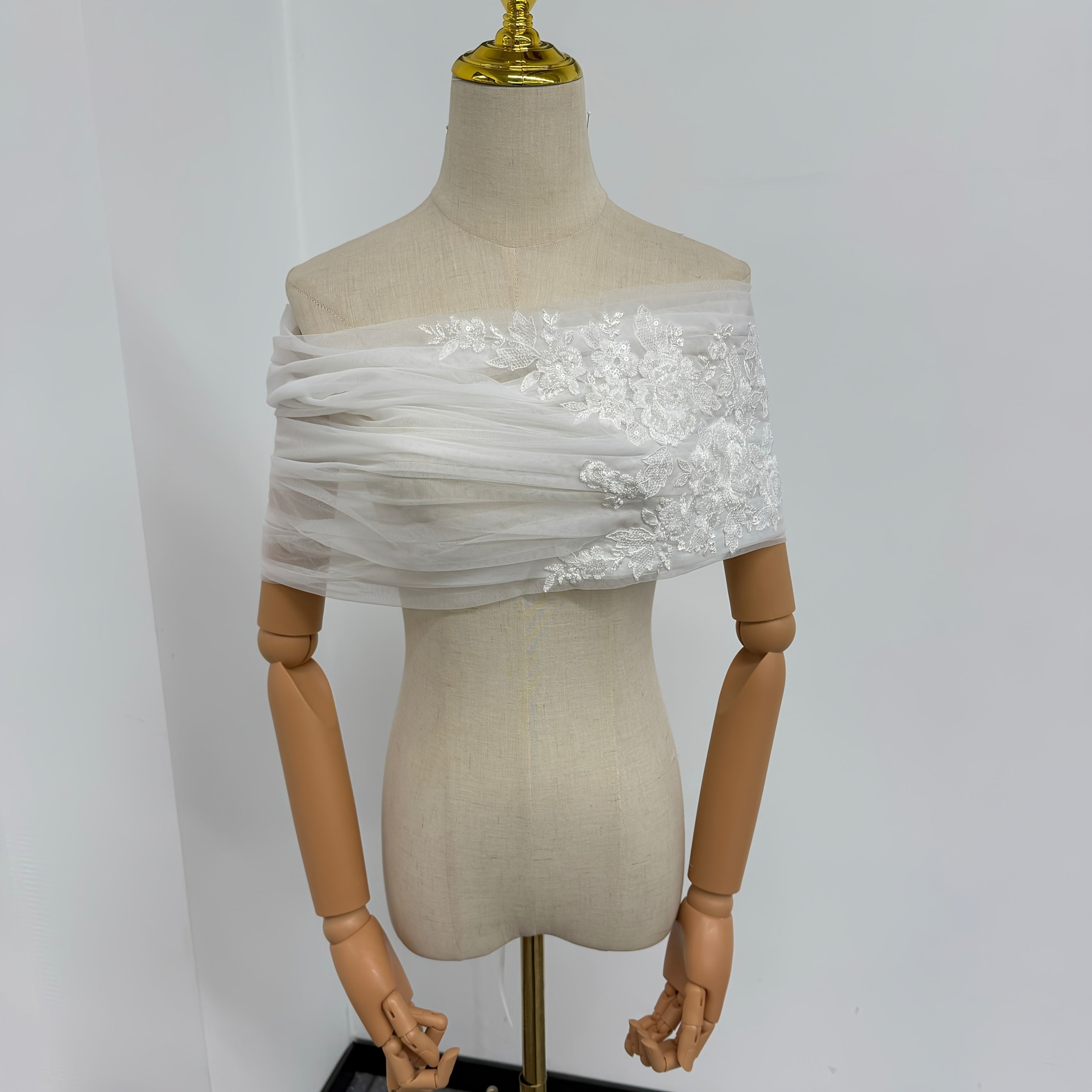 Royal Bridal Off Shoulder Wedding Veil Shawl Lightweight Tulle Ivory