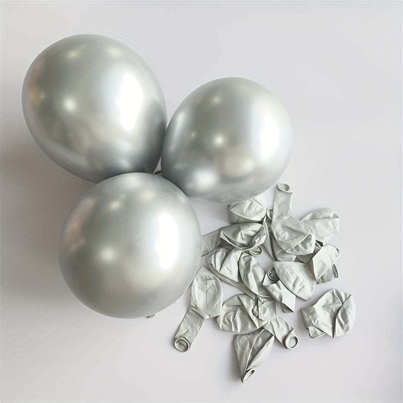 20pcs 10 Inch Metallic Balloon Chrome Latex with Ribbon for Birthday Engagement