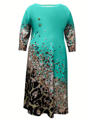 Colorblock Leopard Sequins Print Casual Dress