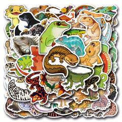 55pcs Reptile Cartoon Stickers Vinyl Decals Multicolor for Laptops Water Bottles