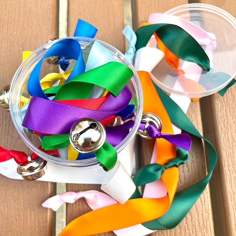 Drawstring Sensory Toys Rainbow Ribbon With Bell Fidget Toy Party Favors