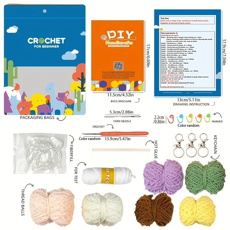 DIY Crochet Material Bag Hook Knitting Wool Doll Elf Christmas Fabric