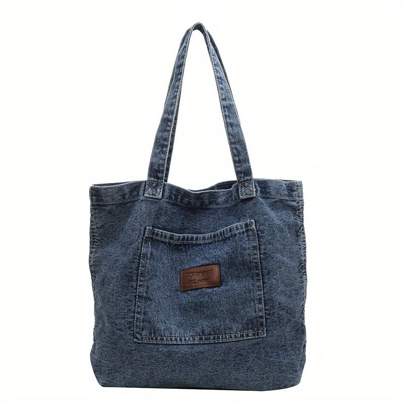 Vintage Denim Shoulder Bag Large Capacity Tote
