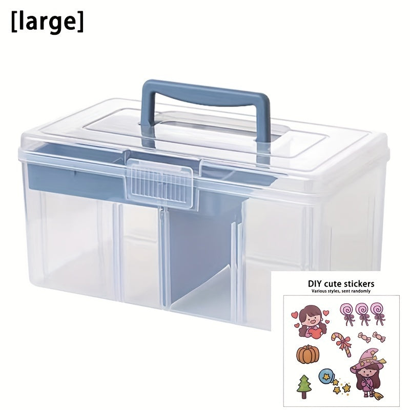 Portable 2 Tier Sewing & Knitting Supplies Storage Box with Removable Tray