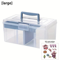 Portable 2 Tier Sewing & Knitting Supplies Storage Box with Removable Tray