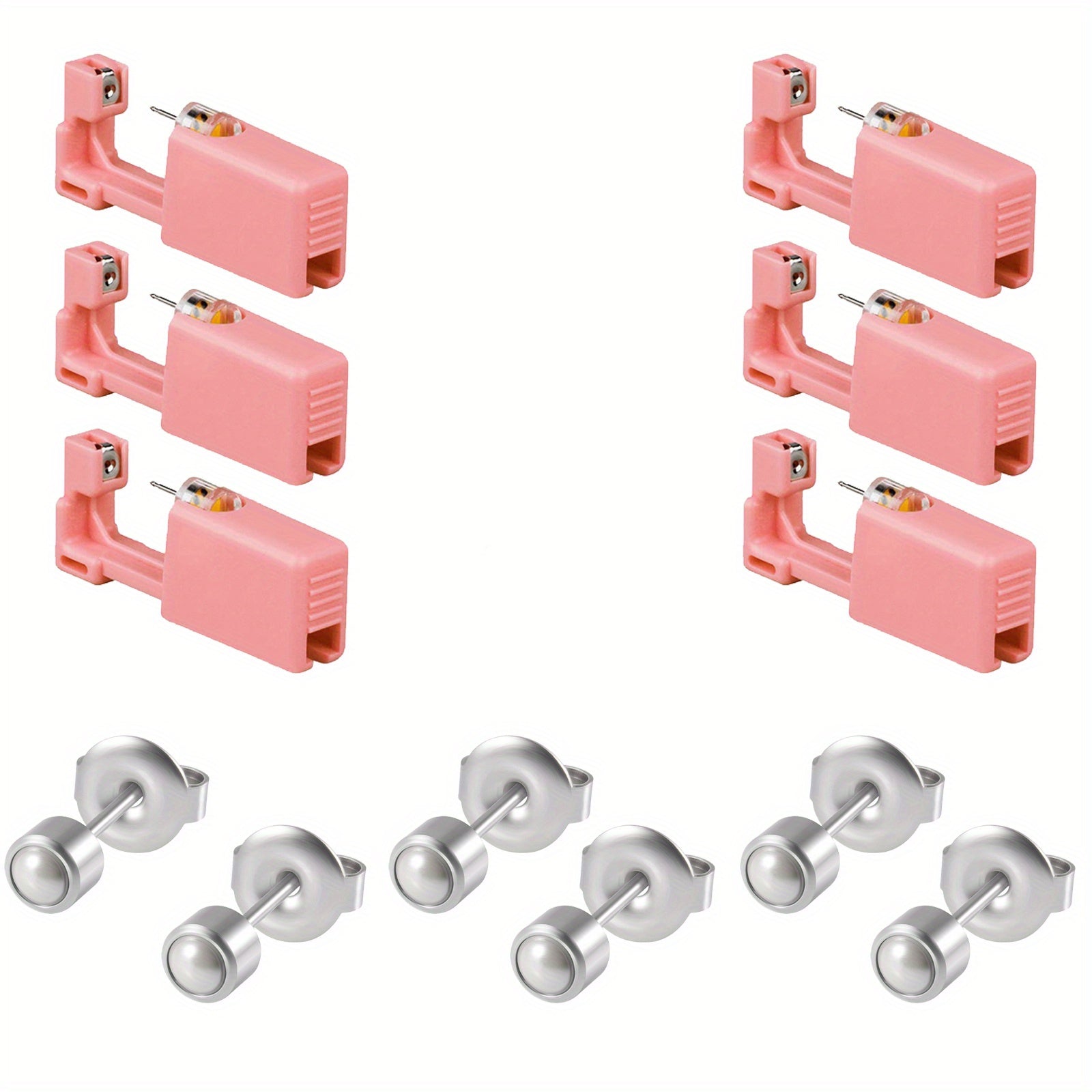 6PCS Pink Ear Piercing Kit Disposable Self Ear Piercing Gun Kit