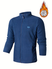 Men's Stand Collar Fleece Jacket Zipper Coat