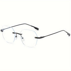 Rimless Anti Light Glasses For Women Men Clear Lens Nearsighted Myopia Glasses