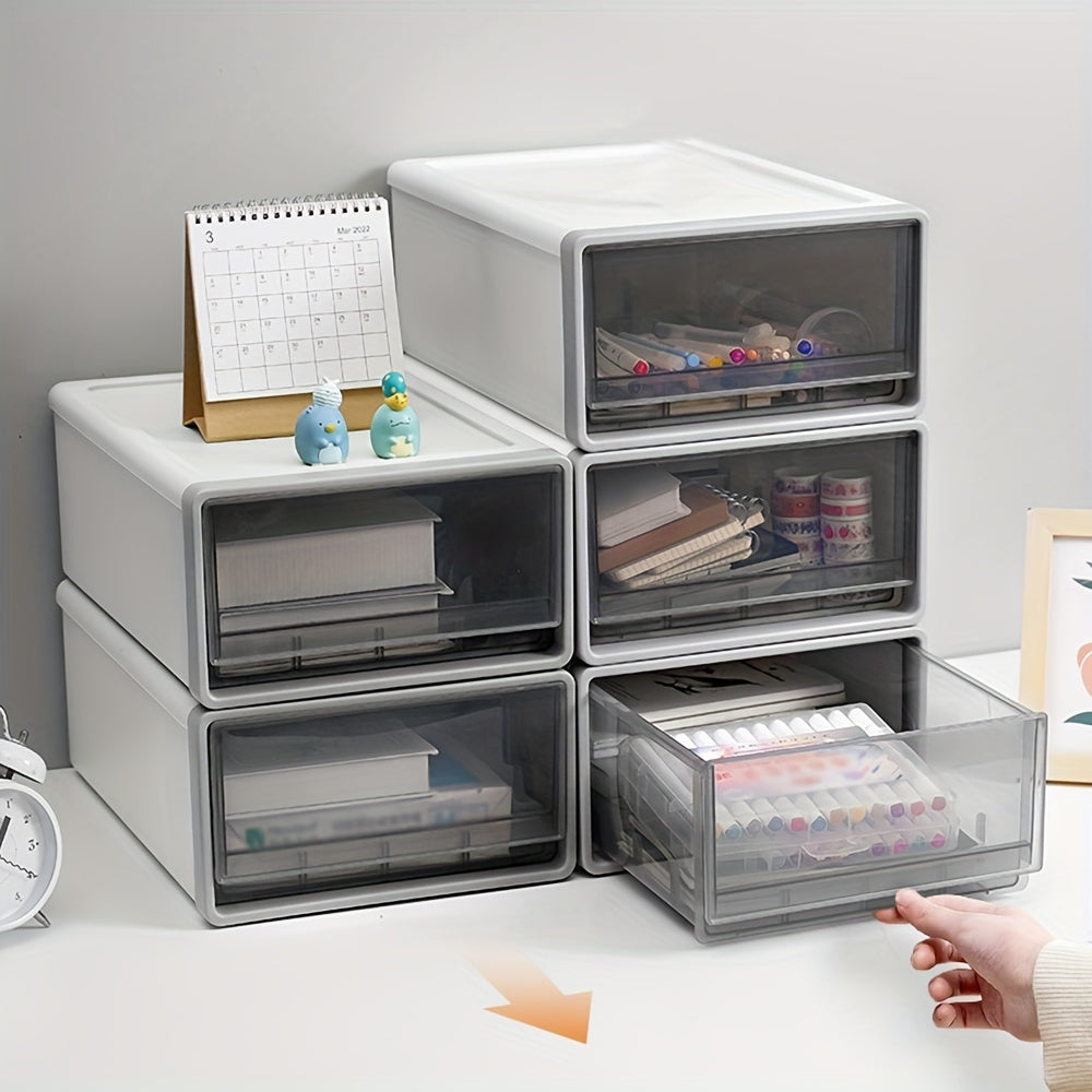 Transparent Plastic Drawer Organizer Box Small Storage Cabinet Desk