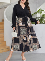  Colorblock Maxi Dress with Flounce Sleeves