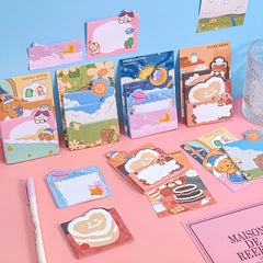 4pcs Cartoon Bear & Rabbit Sticky Notes School & Office Supplies