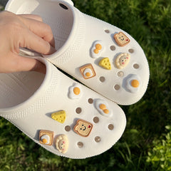 Cheese Egg Bread Sponge Resin Shoe Charms - DIY Sandals Slippers Accessories