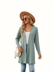  Solid Cable Long Sleeve Cardigan