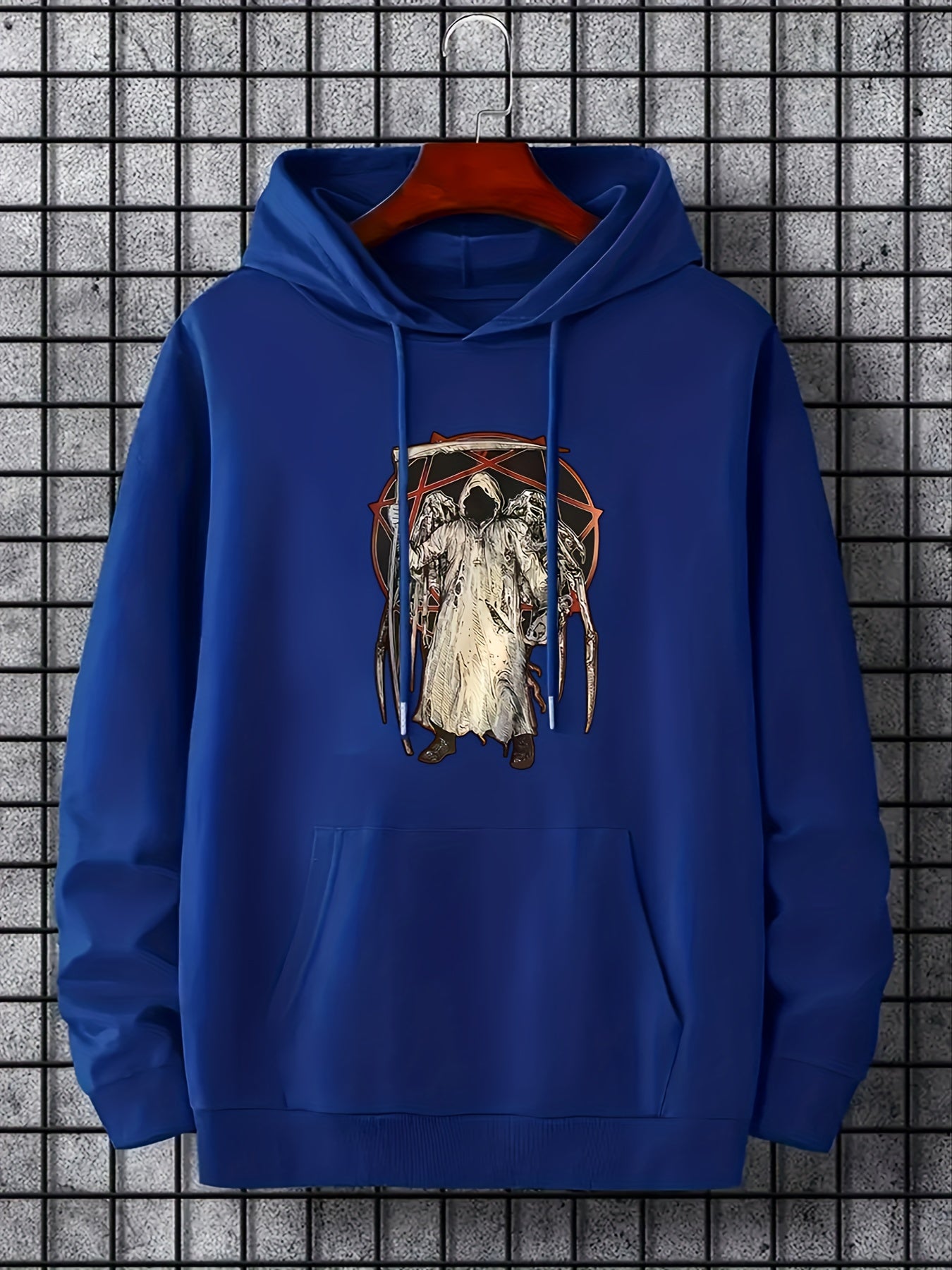 Angel Of Death Print Hoodie For Men Halloween Hooded Long Sleeve Top