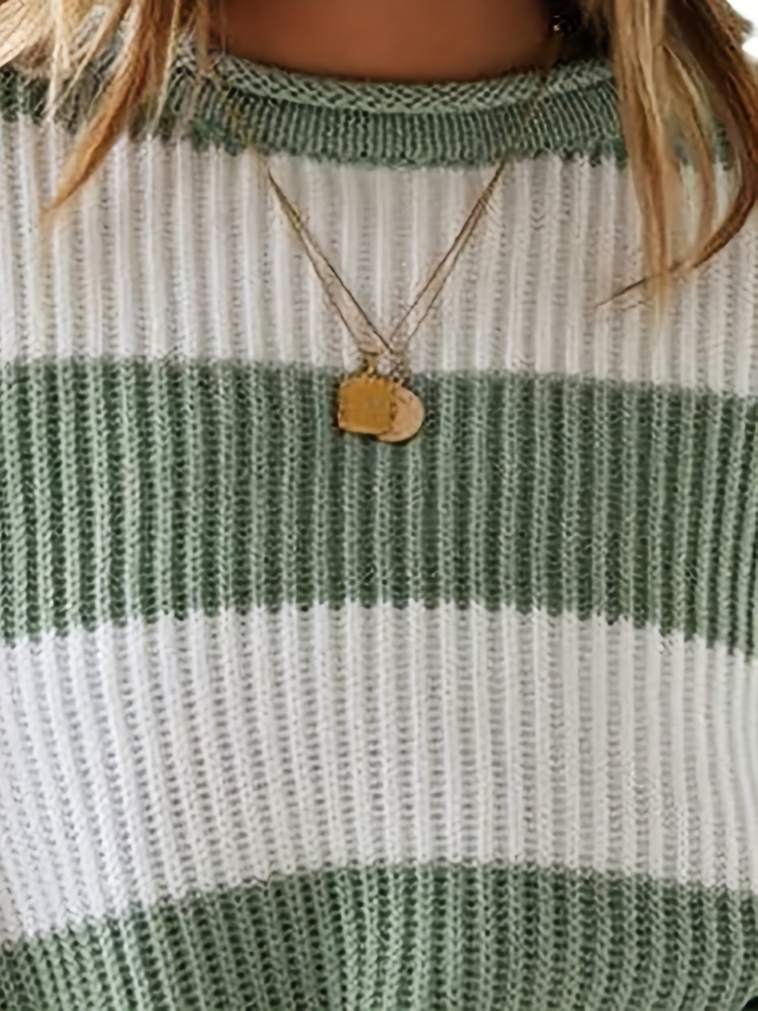  Colorblock Eyelet Embroidered Sweater
