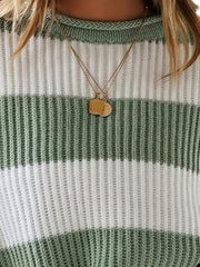  Colorblock Eyelet Embroidered Sweater