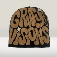 Spider Web Letter Jacquard Beanie Reversible Y2K Hip Hop Couple Knitted