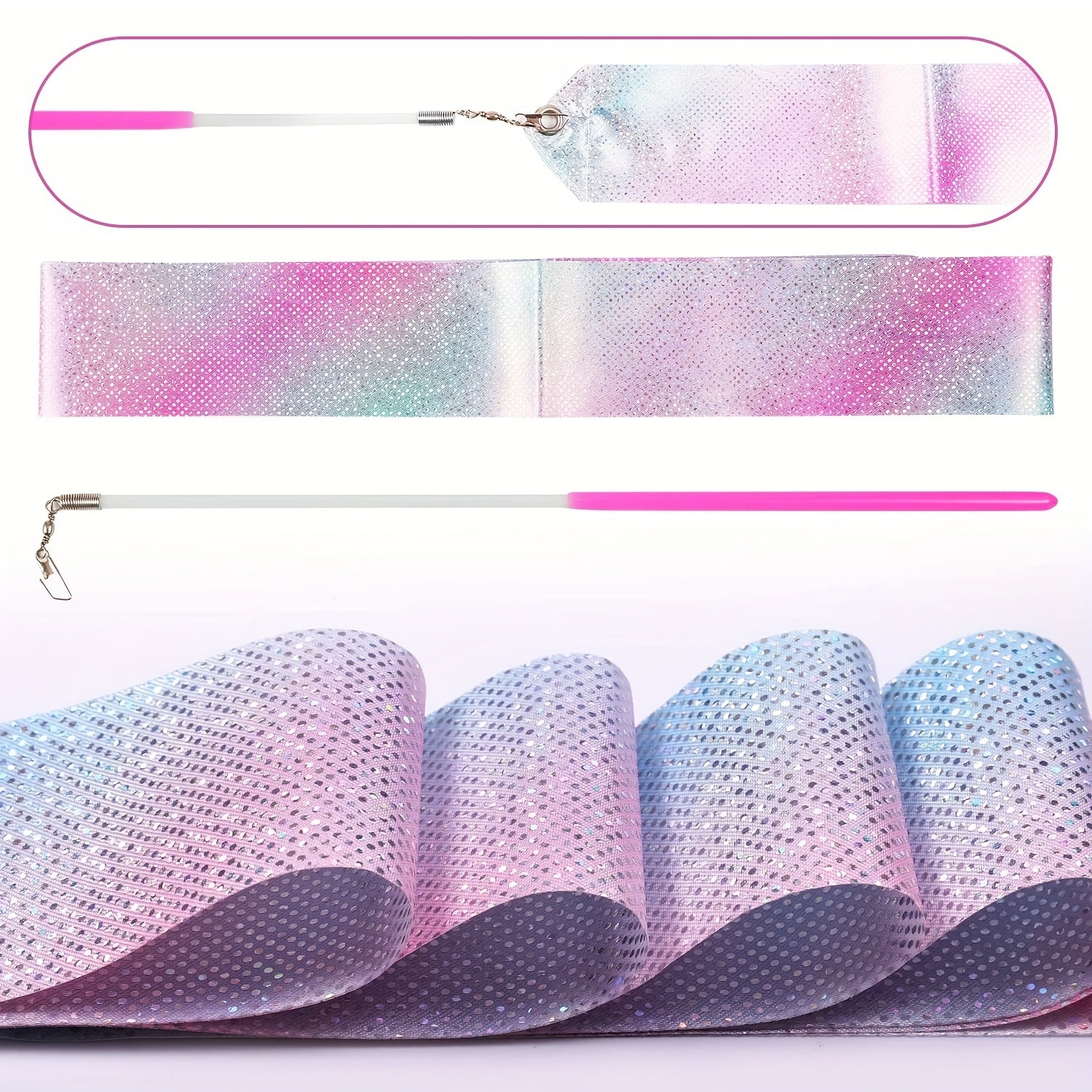2pcs Sparkling Dance Ribbons for Kids Artistic Dancing Training