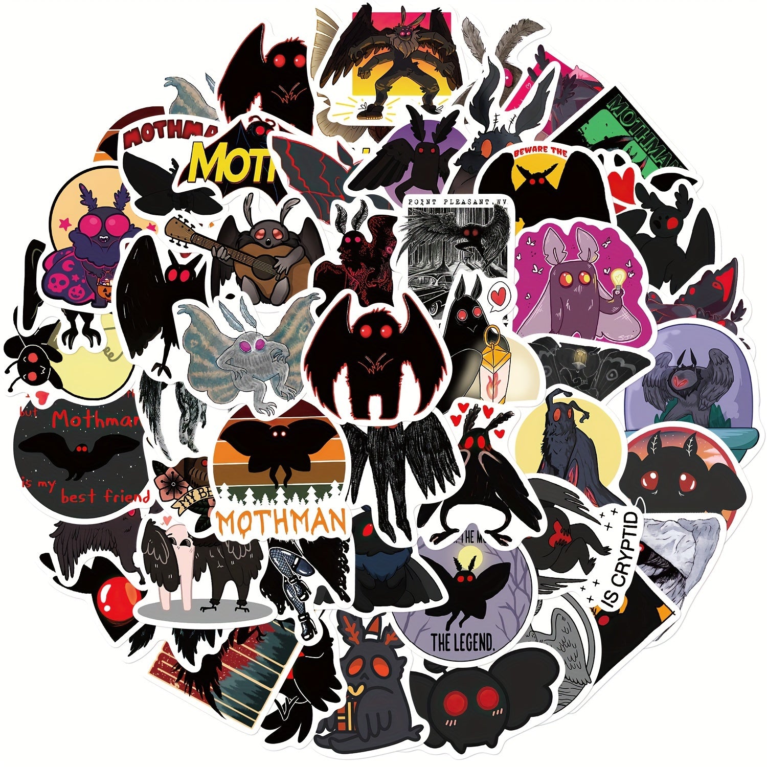 50pcs Cartoon Bat Series Stickers Laptop Water Cup Decorative Stickers