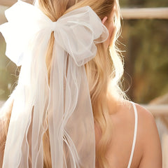 Romantic Sheer Bowknot Bridal Veil with Ribbon Edge & Comb