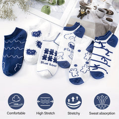 6 Pairs Bear & Bunny Print Short Socks & Ankle Socks Women's Stockings