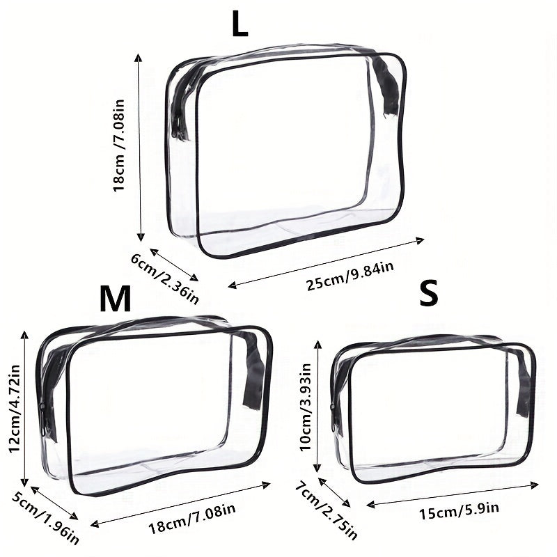3Pcs Clear Toiletry Bags Portable Waterproof Travel Storage Bag