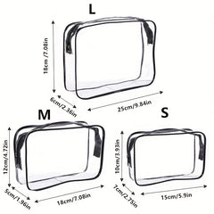 3Pcs Clear Toiletry Bags Portable Waterproof Travel Storage Bag