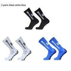 3 Pairs Non slip Silicone Athletic Socks For Football Moisture Wicking